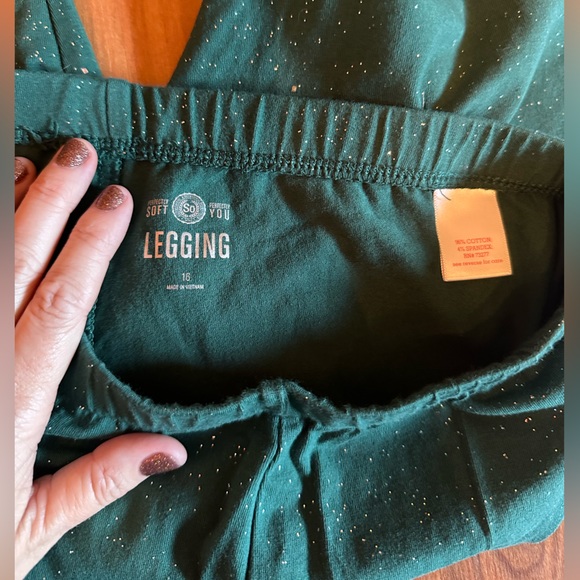 Sparkle Green SO leggings size 16 teen girls - Picture 5 of 5